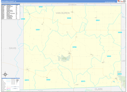 Van Buren County, IA Wall Map Zip Code Basic Style 2024